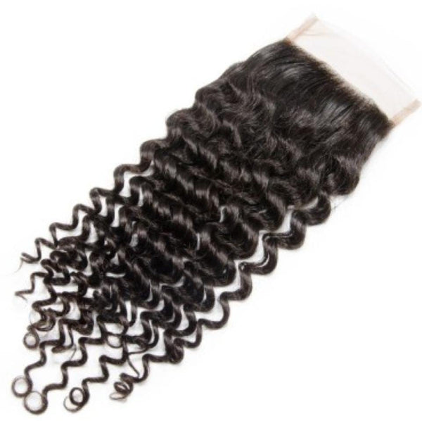 human hair deep wave closure 4*4